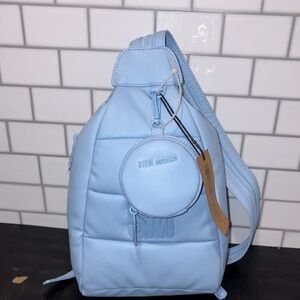 Steve Madden Baby Blue Sling Backpack with Coin Pouch